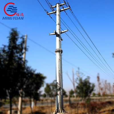 33kv أعمدة توزيع الصلب المخروطية المجلفن خطوط الطاقة عالية الجهد