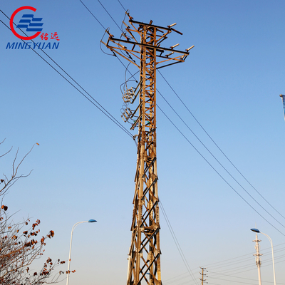 تراجع الساخنة برج النقل الكهربائي المجلفن 110kV Q355B أنبوبي ثلاثة أربعة أرجل شعرية