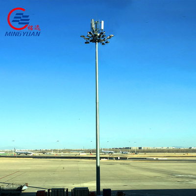 Q345 Q355 35m 45m High Mast القطب الخفيف المجلفن في الهواء الطلق لملعب كرة القدم