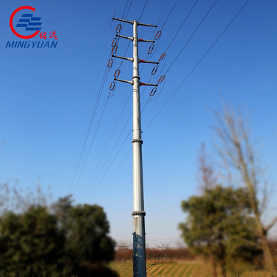 132kV الصلب فائدة النقل الكهربائي برج شعرية المجلفن أنبوبي أحادي القطب