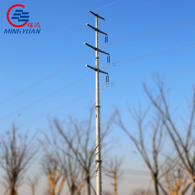 132kV الصلب فائدة النقل الكهربائي برج شعرية المجلفن أنبوبي أحادي القطب