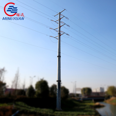 11kV 33kV الكهربائية برج الصلب أعمدة نقل توزيع المعادن أنبوبي