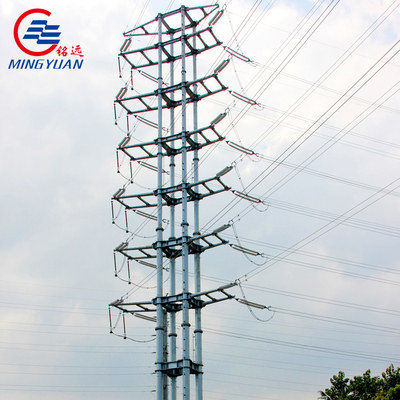 11kV 33kV الكهربائية برج الصلب أعمدة نقل توزيع المعادن أنبوبي